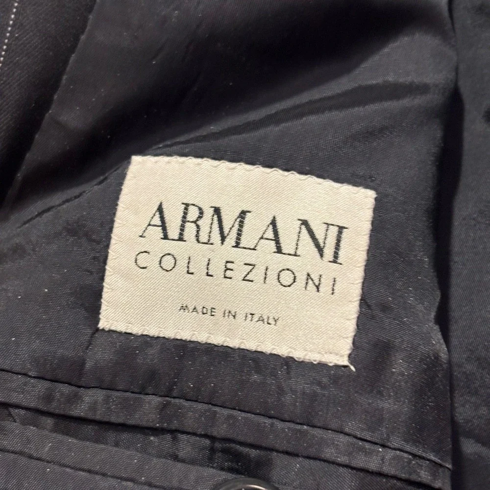 Armani Collezioni Mens Navy Pinstripe Wool Blazer Sport Coat Made in Italy 42L